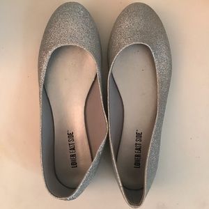Silver glitter flats